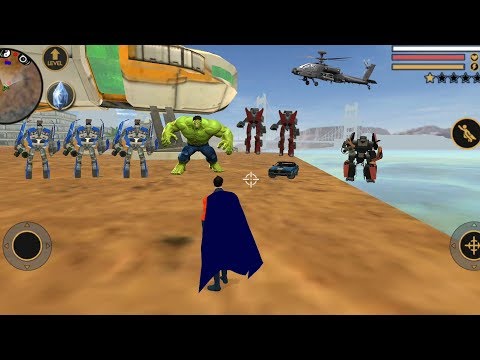 Vegas Crime Simulator (Superhero Fight Red Car Robot) Hulk + Red Car Robot - Android Gameplay HD