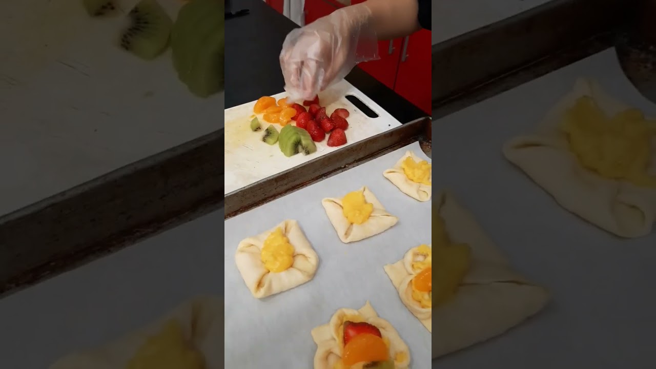 Making Pastry Fruit Danish with Kiwi and Strawberry