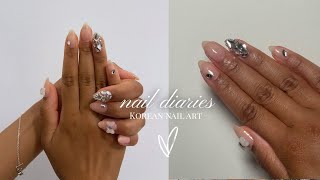 Lets do Korean Charm Nails⊹‧₊˚Girly & Sparkly | Nail Diaries ♡ ASMR