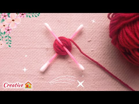 Amazing Woolen Flower Craft Idea Using Cotton Buds | Easy Handmade Flower Making | Woolen Crafts