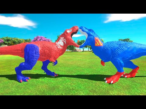 🕸SPIDER MAN vs SUPERMAN T-REX (1VS1) - Animal Revolt Battle Simulator