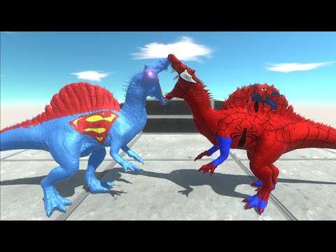 SUPERMAN SPINOSAURUS DINOSAUR MOUTAIN DEATH CLIMB - Animal Revolt Battle Simulator