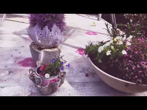 Beton-Übertöpfe im Shabby Chic Style - Was man aus Omas Spitze alles machen kann