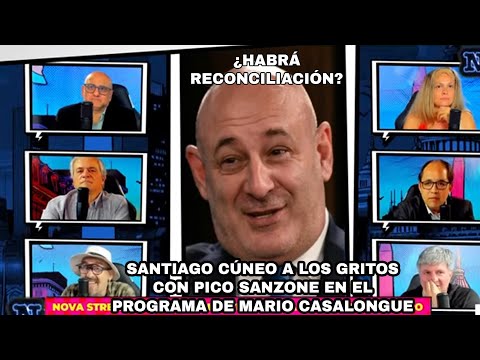 Santiago Cúneo a los gritos con Pico Sanzone en el programa de Mario Casalongue
