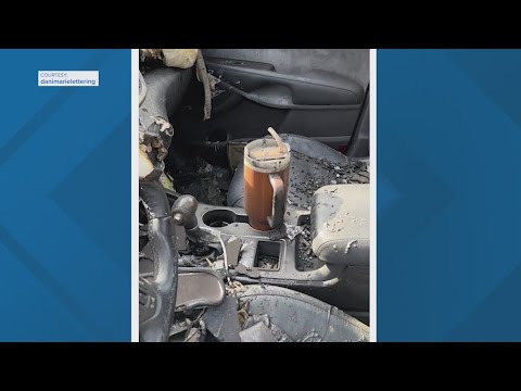 Stanley tumbler goes viral for surviving car fire with ice still inside