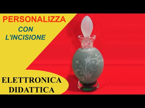 Incisione su vetro con frese diamantate e mini trapano elettrico. Incidiamo un'anforina verde