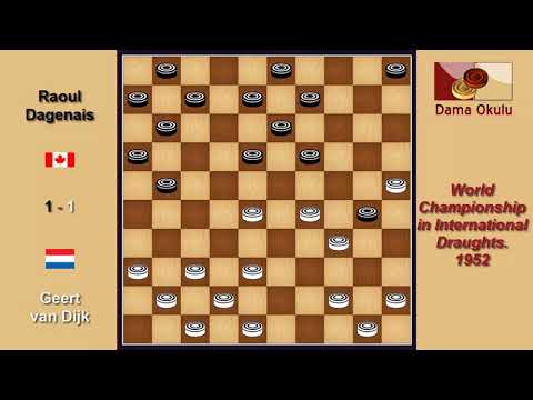 Geert van Dijk (NLD) - Raoul Dagenais (CAN). Draughts World Championship. 1952.