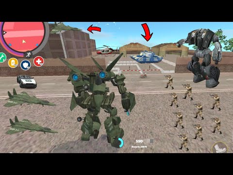 Rope Hero: Vice Town (Transformer Jet Airplane Stuck Army Base Light Towers) - Android Gameplay HD