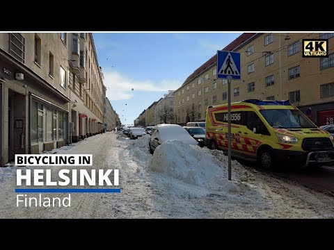 Winter Bicycling in Helsinki Finland - Vallila to Lauttasaari