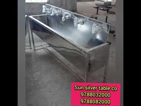 Chrome stainless steel wash basin, silver, floor mounted