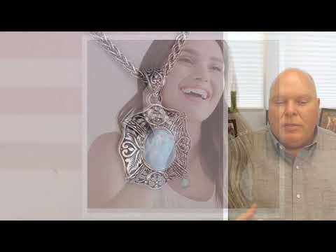 Artisan Crafted by Robert Manse Sterling Silver Oval Gemstone Scroll Pendant on QVC