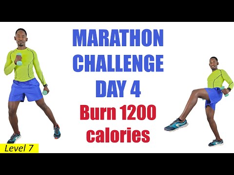 MARATHON CHALLENGE DAY 5 Running In Place with Dumbbells 1300 Calories