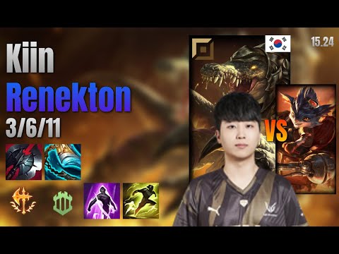 Kiin Top Renekton vs Rumble lol KR solo rank Full Game 15.24 | 기인 레넥톤 vs 럼블