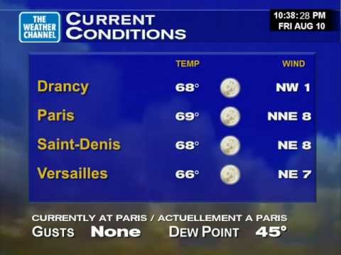 WeatherStar XL Emulation - Paris, France - Friday, August 10, 2012 (10:40 PM CEST)