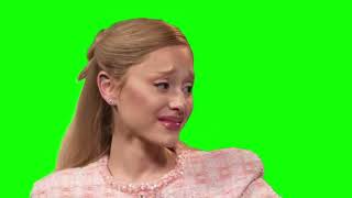 Ariana Grande emotional during an interview green screen