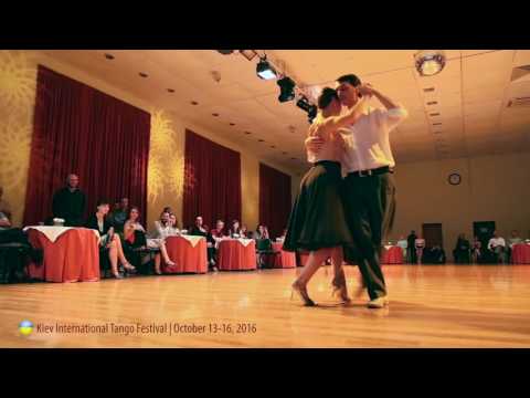  Viacheslav Ivanov  and  Olga Leonova  are  dancing  to  a  tango  at  Kiev International Tango Festival  in  2016