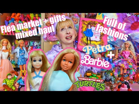 Vintage toy haul + flea market footage - 70s 80s 90s Barbie, Petra doll fashion & Ninja Turtles tmnt