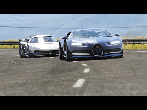 Bugatti Chiron Black Track Edition 1661 HP vs Koenigsegg Jesko at Highlands