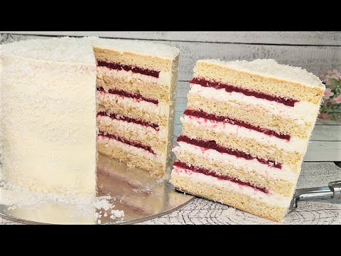 The famous delicious Raspberry RAFFAELLO cake! Without gelatin! With a hand mixer!