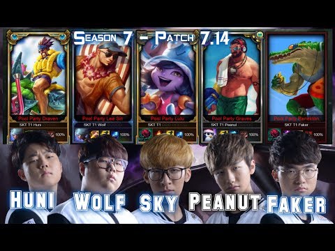 Huni, Wolf, Sky, Peanut & Faker in the same TEAM with Skins pool party - Patch 7.14 KR