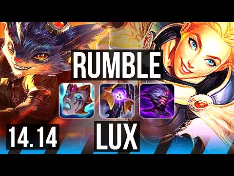 RUMBLE vs LUX (MID) | 66% winrate, 10/2/9, Godlike | NA Master | 14.14
