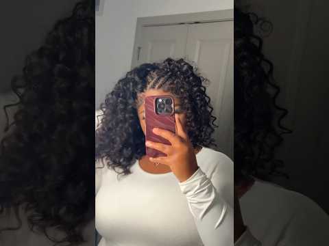 Half Fulani Braids Half Curly Hair 🎀 #hair #hairstyle #braidstyles #naturalhairstyles