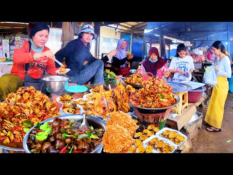 Best Countryside Street Food Collection, Grilled Fish, Bee, Snail, Crab, Chicken at Oudong Resort
