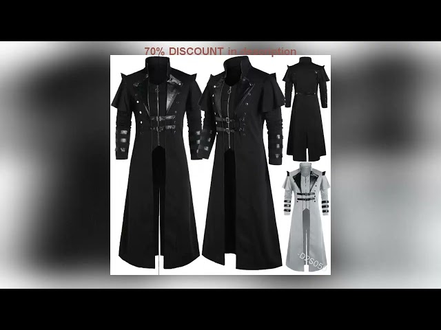 Vídeo relacionado con FJKVKDT Chaqueta Medieval Steampunk para Hombre, Frac Victoriano Renacentista Gótico, Abrigo Retro para Halloween, Cosplay de Caballero, Disfraz para Adultos, Negro, XXL