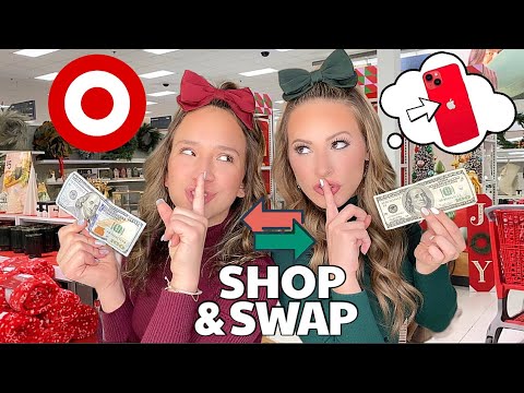 $100 CHRISTMAS TARGET SHOP & SWAP GIFT CHALLENGE (KAYLA VS KALLI) ❤️💚