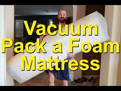 Part of a video titled Vacuum Pack a Memory Foam Mattress with a VacuFlat Mattress Bag
