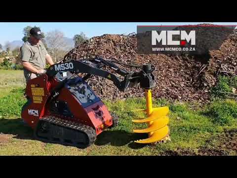 MCM MS30 Mini Skidsteer with Auger In Action - Up to 600mm is easy!