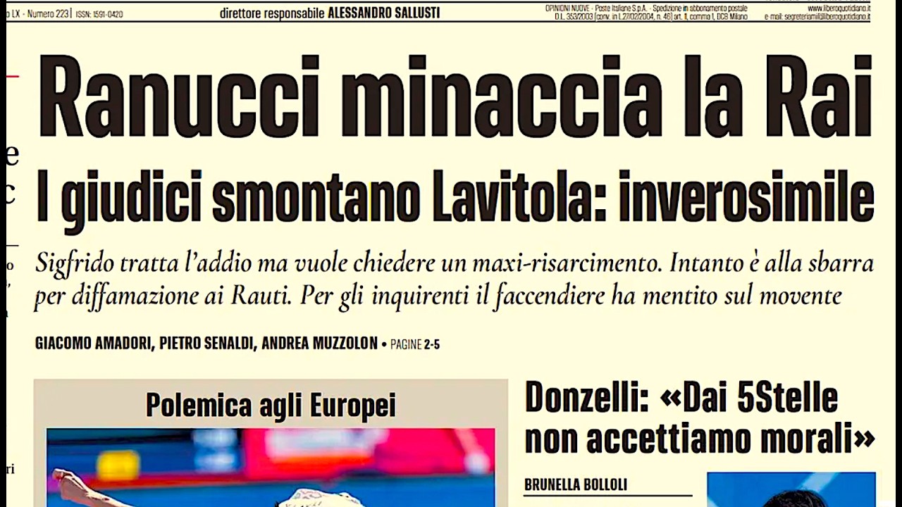RASSEGNA STAMPA 14 AGOSTO 2026. QUOTIDIANI NAZIONALI ITALIANI PRIME PAGINE DEI GIORNALI DI OGGI.