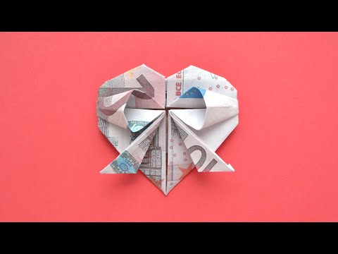 HERZ MIT BOGEN Origami Geldgeschenk GELD FALTEN | Money HEART WITH BOW | Tutorial by Euro Origami