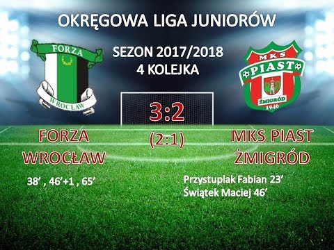 FORZA Wrocław - MKS Piast Żmigród 3:2 (2:1) Okręgowa Liga Juniorów - 4 kolejka - 16.09.2017