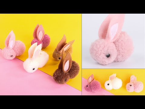 DIY POM POM BUNNY AT HOME EASILY - AMAZING CRAFT IDEAS