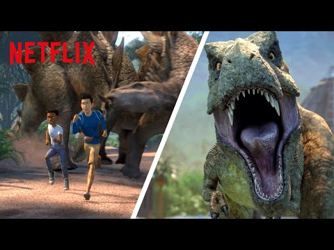 Best Dinosaur Escapes & Closest Calls 😰 Jurassic World Camp Cretaceous | Netflix Family