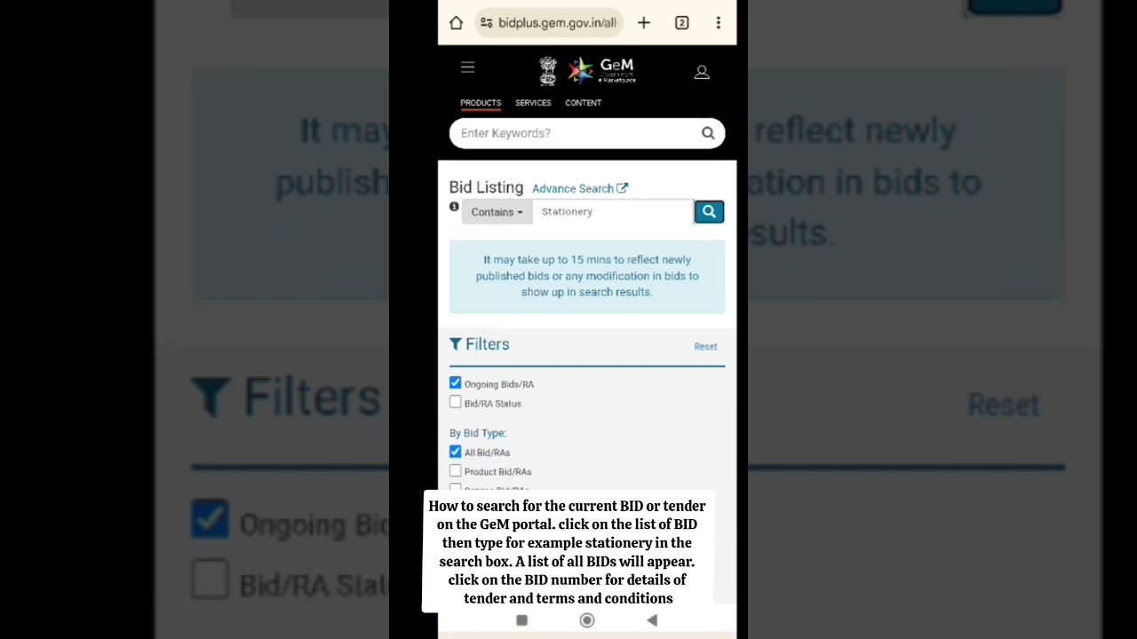 Learn How to search for a BID or a tender on GeM. #shorts  #motivation  #facts  #viralvideo