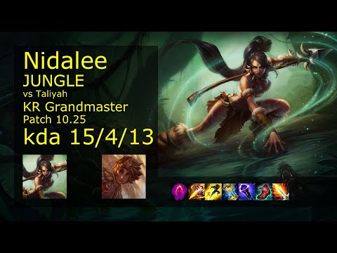 Nidalee Jungle vs Taliyah - KR Grandmaster 15/4/13 Patch 10.25 Gameplay // [롤] 니달리 vs 탈리야 정글