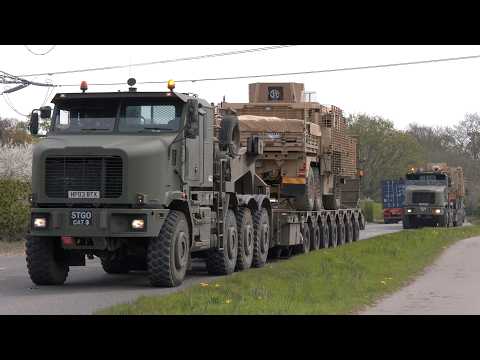 Army trucks convoy through Southampton (ft. Heavy Equipment Transporters)