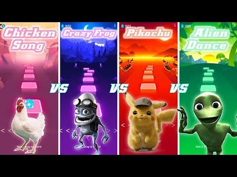 Chicken Song Vs Crazy Frog Vs Pikachu Vs Alien Dance | Tiles Hop EDM Rush #hopmastery