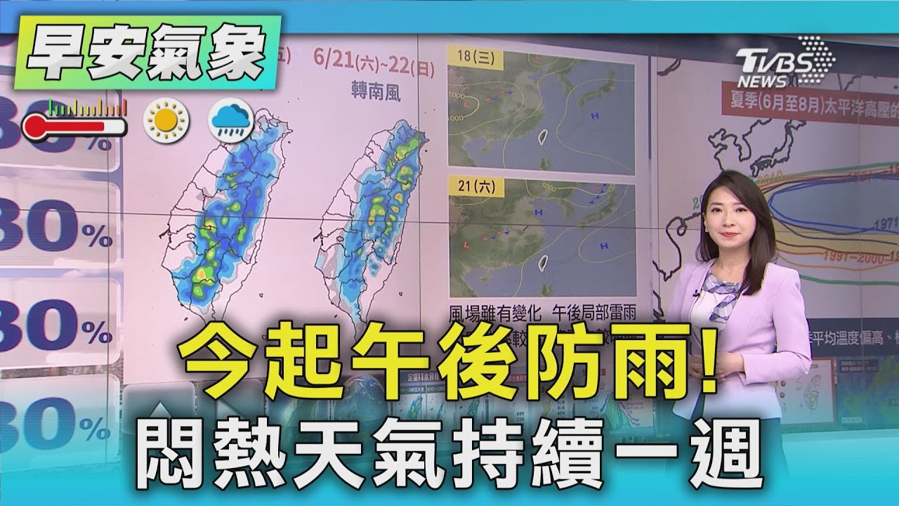天氣/今起午後防雨! 悶熱天氣持續一週