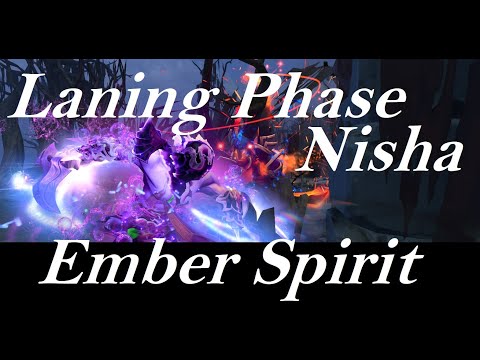 Nisha Ember Spirit vs Timbersaw, AntiMage - Laning Phase - Dota2