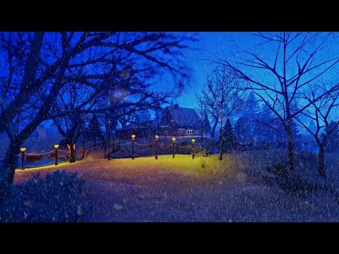 3 Hour Relaxing Piano With Snow Falling, Winter Ambience Sounds For Relax, Study, Meditation NO ADS