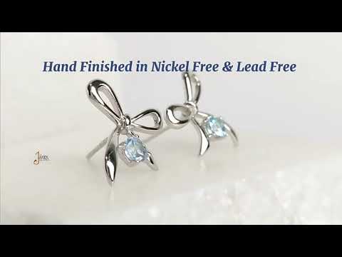 100% 925 Sterling Silver Natural Gemstone Sky Blue Topaz Cute Knot Stud Earrings For  Women