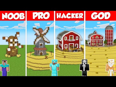 RANCHO FARM BASE HOUSE BUILD CHALLENGE - Minecraft Battle: NOOB vs PRO vs HACKER vs GOD / Animation