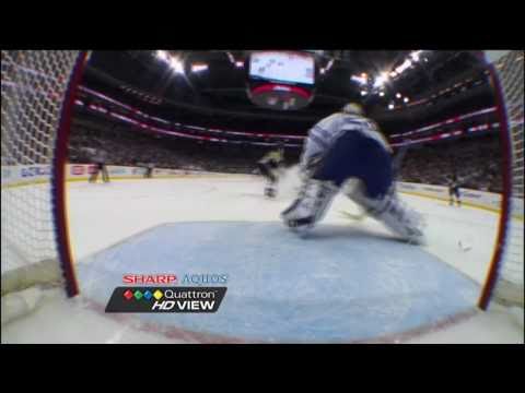 Dion Phaneuf's Big Hit and Gustavsson's Huge Save - Oct 13th 2010 (HD)