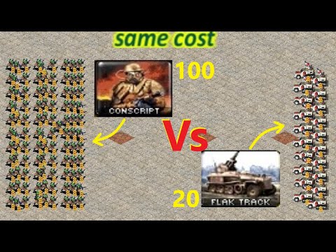 Conscripts vs Flak Track's - Same Cost Battle: Red Alert 2