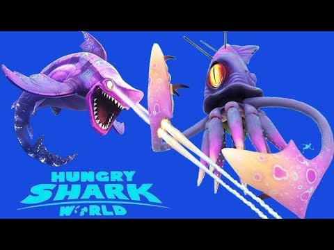Hungry Shark World - Dark Magic Shark vs COLOSSAL SQUID BOSS Battle New Event All Sharks Unlocked