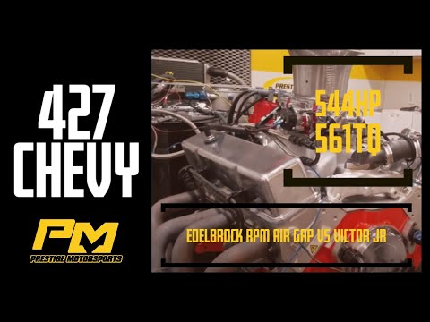 Ben's 427 Chevy on the Dyno - Edelbrock Vic Jr vs. RMP Air Gap Intake - 544HP/561TQ