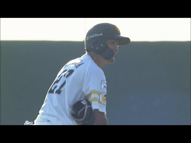 【ファーム】チャンスで鮮やかなバッティング!! ホークス・緒方理貢 ライトへのタイムリー2ベースヒット!! 2022年9月14日  福岡ソフトバンクホークス 対 広島東洋カープ